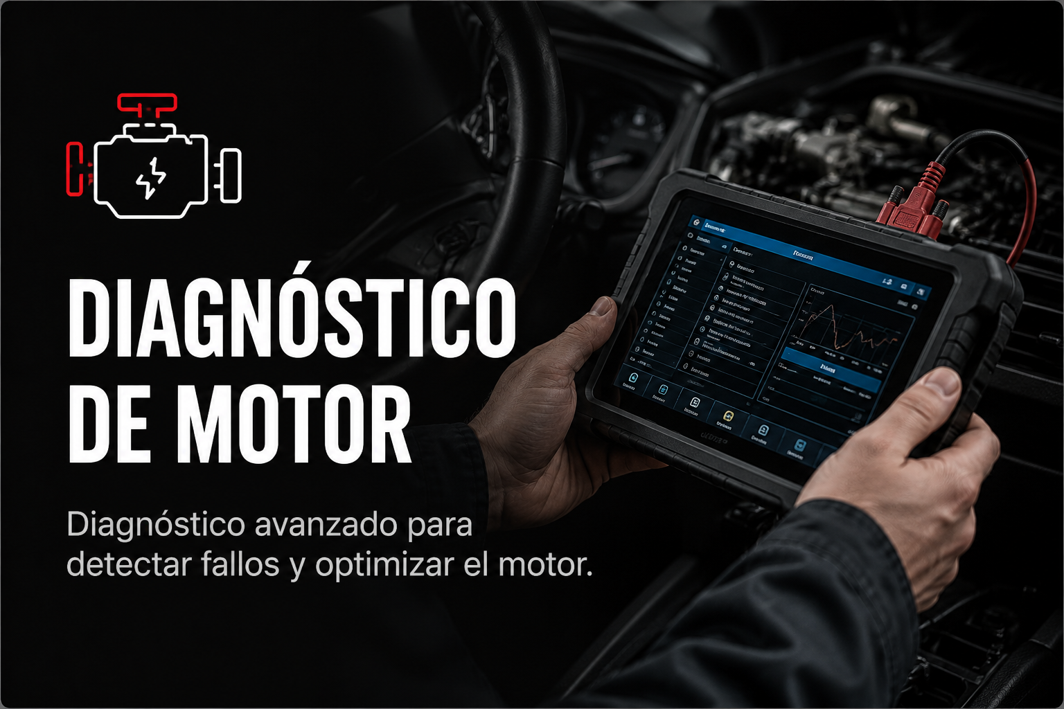 Diagnóstico de motor con equipo profesional